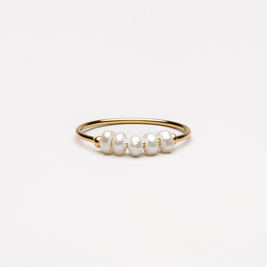 Trendy Mini Pearl Ring - Isolde-5-Gold-The Livary