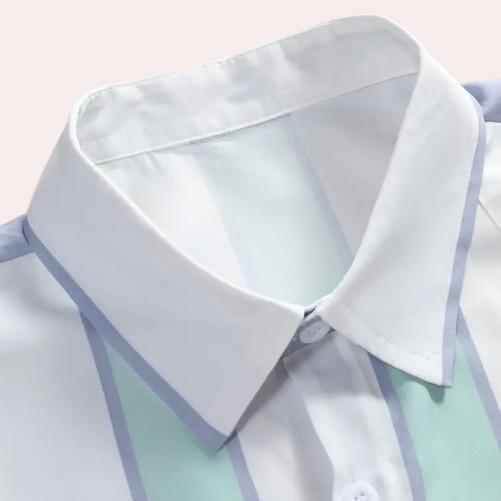 Minimalist Striped Shirt with Button Closure - Felix-S-The Livary