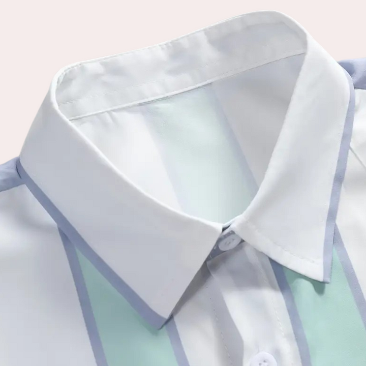 Minimalist Striped Shirt with Button Closure - Felix-S-The Livary