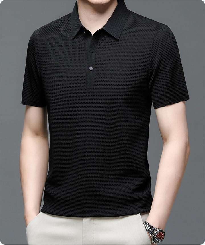 Men's Polo Shirt in Breathable Mesh - Matteo-White-M-The Livary