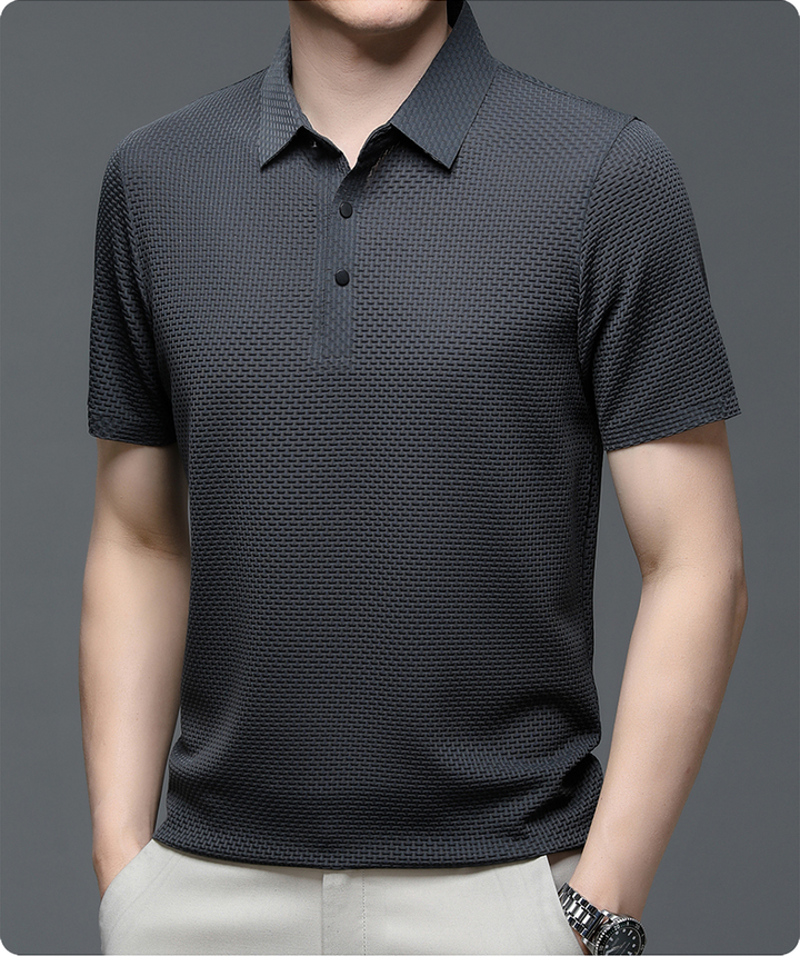 Men's Polo Shirt in Breathable Mesh - Matteo-White-M-The Livary