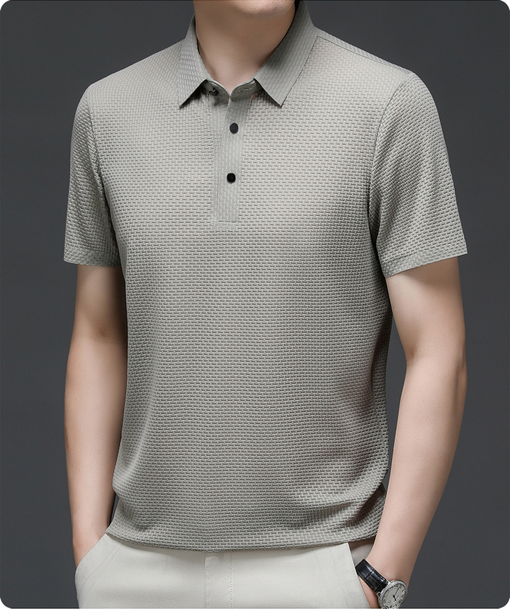 Men's Polo Shirt in Breathable Mesh - Matteo-White-M-The Livary