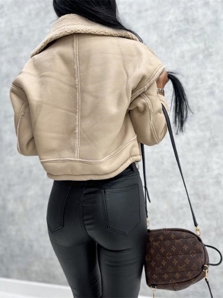 Motor jacket with Revers and Sherpa Lining - Zoë-Black-S-The Livary