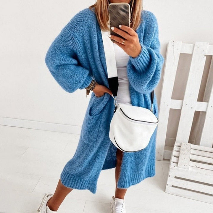 Soft Knit Oversized Women's Cardigan - Sienna-Blue-XS-The Livary