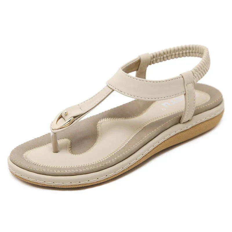 Light flat summer sandals for women – Elodie-Beige-2.5-The Livary