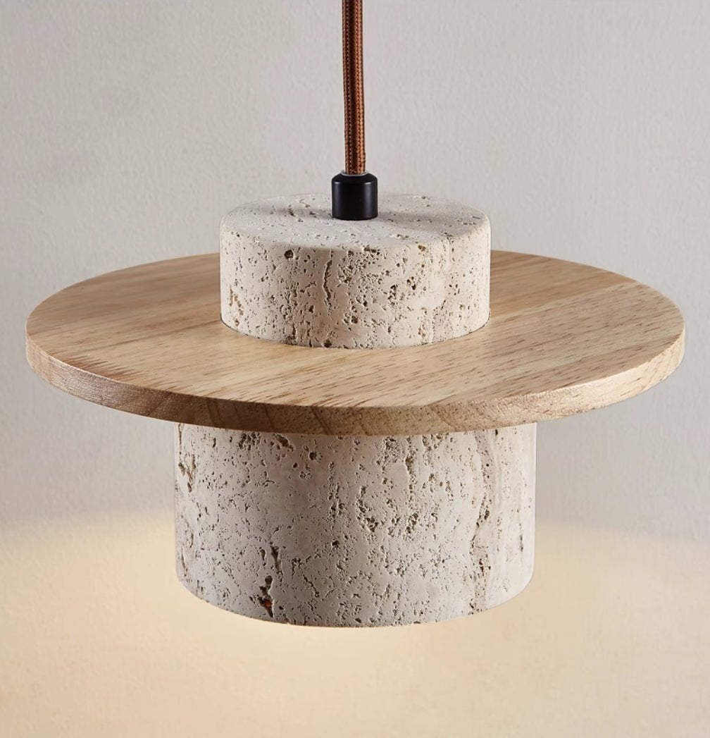 Travertine Pendant Lamp for Natural Luxury - StoneGlow-Walnut-The Livary