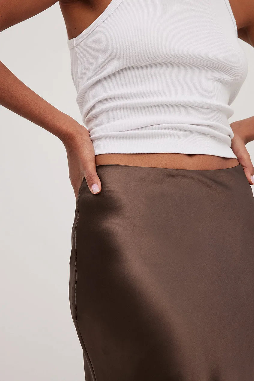 High Waist Satin Skirt – Leona-Black-S-The Livary