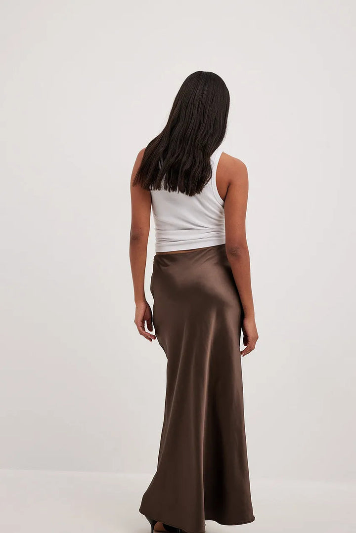 High Waist Satin Skirt – Leona-Black-S-The Livary