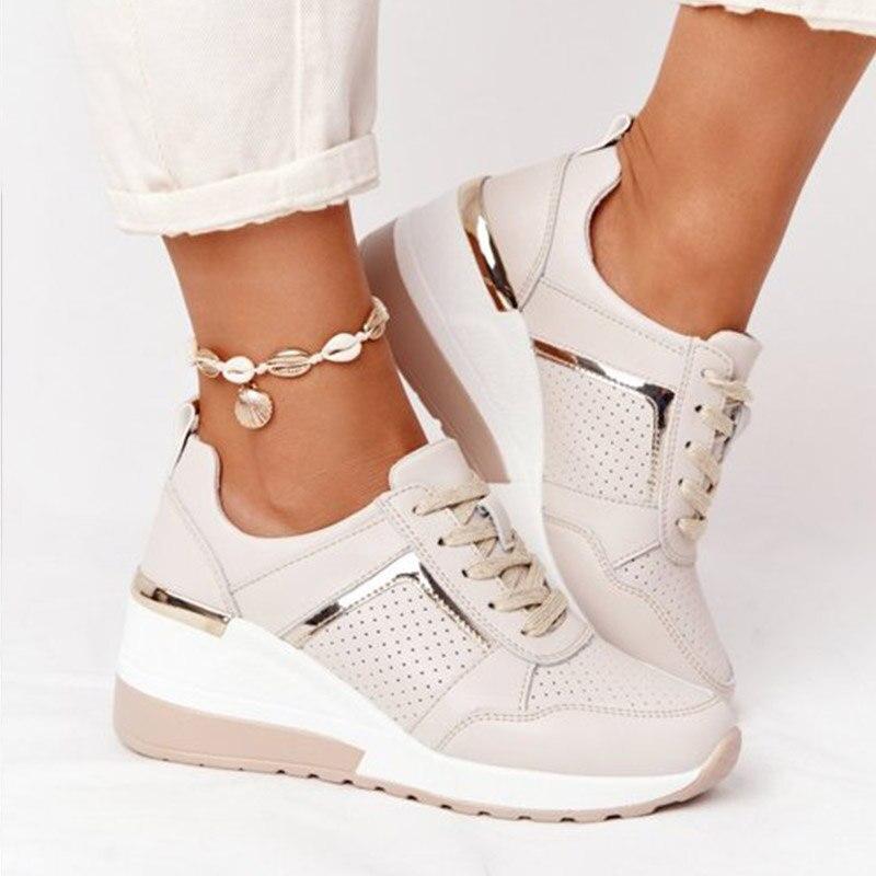 Stylish Orthopaedic Women's Sneakers - Lea-Beige-3-The Livary