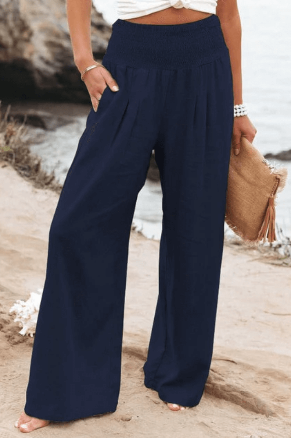 Elegant Palazzo Pants with Boho Flair – Yasmin-Dark blue-S-The Livary