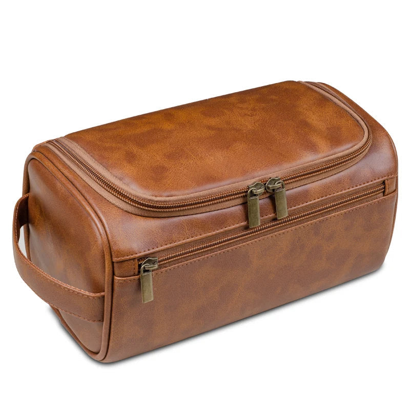Luxury Toiletry Bags for Travel - Voyago-Light brown-The Livary