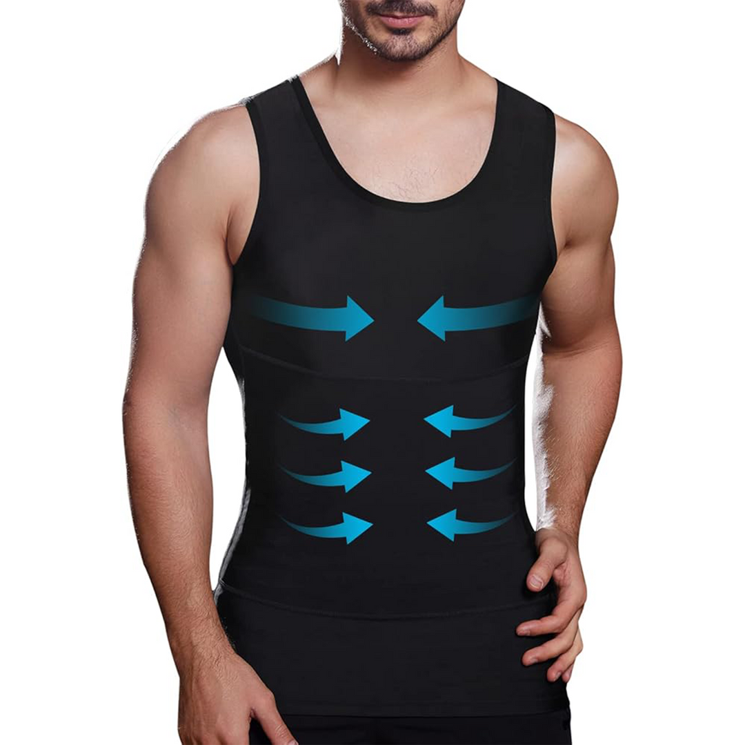 Corrective Shirt with Shaping Effect – Noah-Black-M (50-65kg)-The Livary