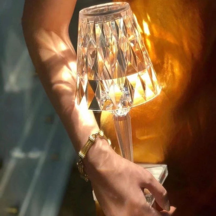 Crystal Table Lamp with Touch Control - LumeCrystal-Transparent-The Livary