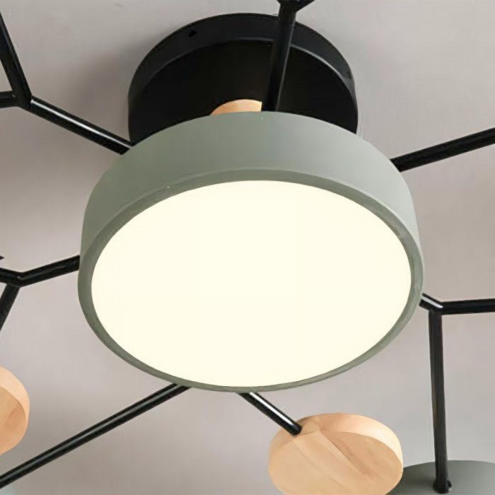 Branching LED Ceiling Lamp - NordicGlow-4 cups-Green-The Livary