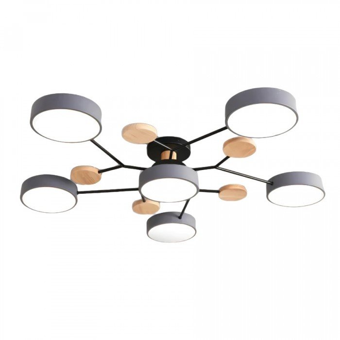 Branching LED Ceiling Lamp - NordicGlow-6 cups-Grey-The Livary