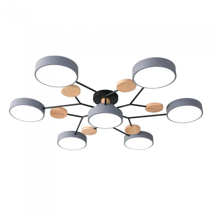 Branching LED Ceiling Lamp - NordicGlow-7 cups-Grey-The Livary