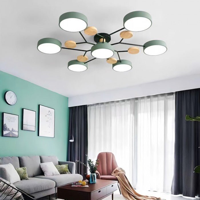 Branching LED Ceiling Lamp - NordicGlow-4 cups-Green-The Livary