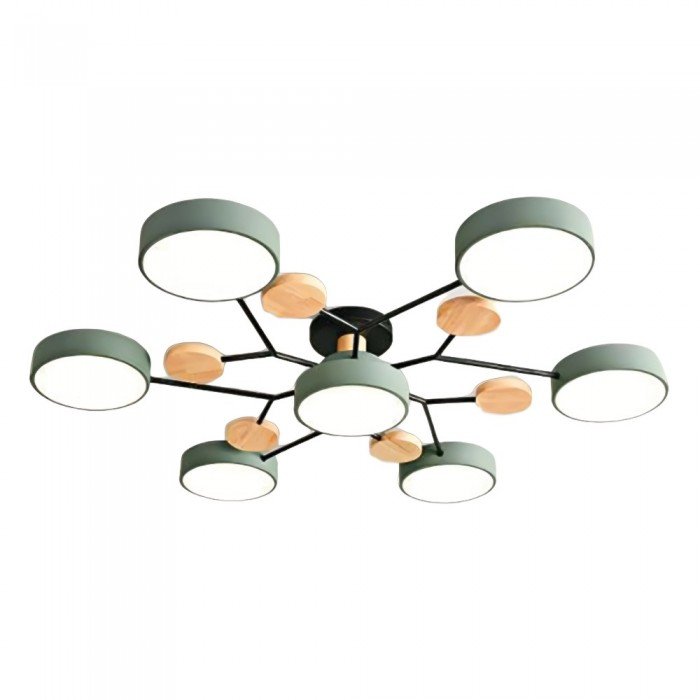 Branching LED Ceiling Lamp - NordicGlow-7 cups-Green-The Livary