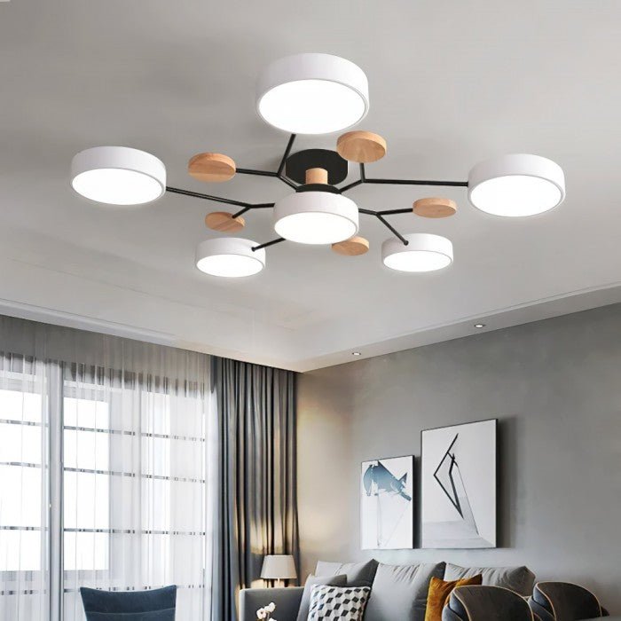 Branching LED Ceiling Lamp - NordicGlow-4 cups-Green-The Livary