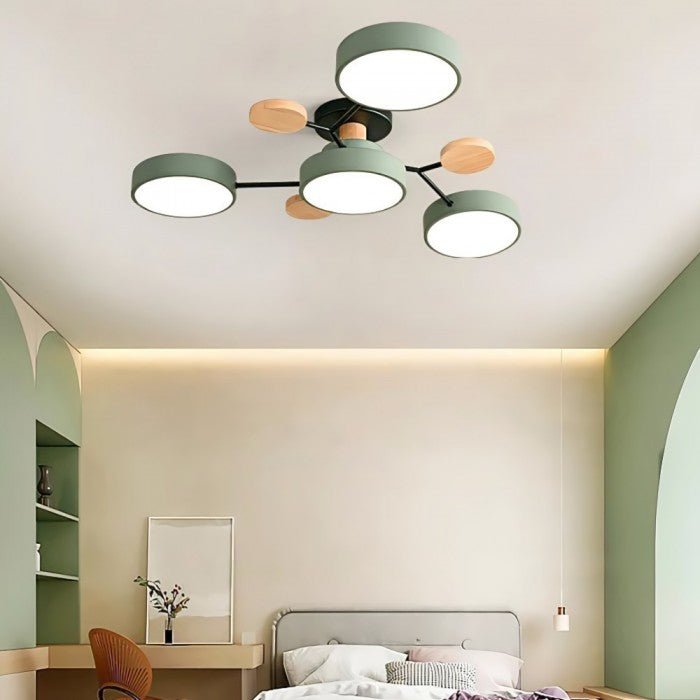 Branching LED Ceiling Lamp - NordicGlow-4 cups-Green-The Livary