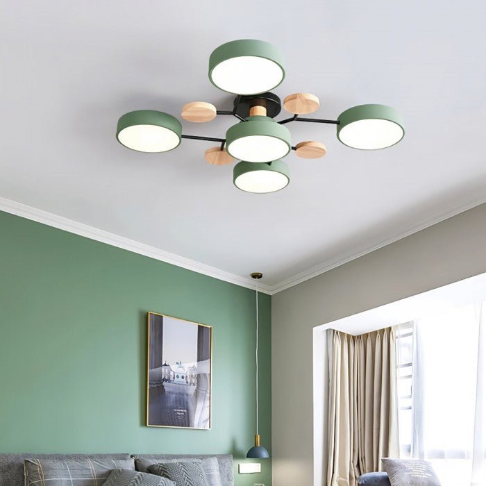Branching LED Ceiling Lamp - NordicGlow-4 cups-Green-The Livary