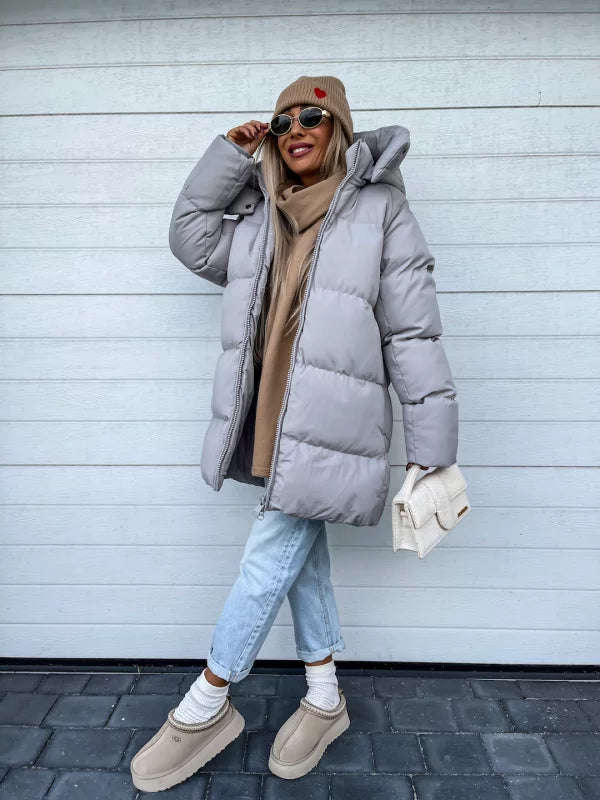 Comfortable Ladies Winter Coat - Aurora Luxe-Grey-S-The Livary