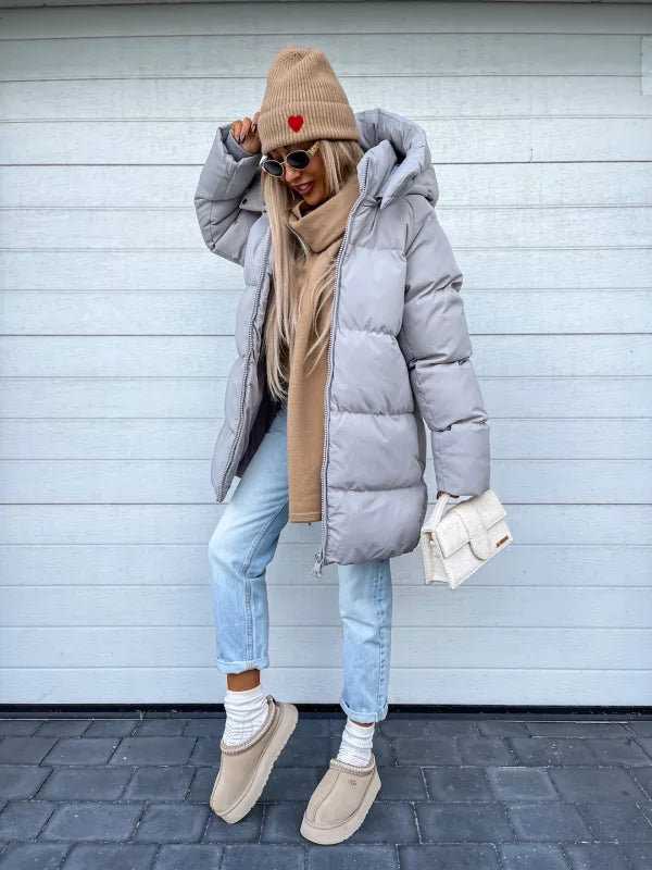 Comfortable Ladies Winter Coat - Aurora Luxe-Grey-S-The Livary