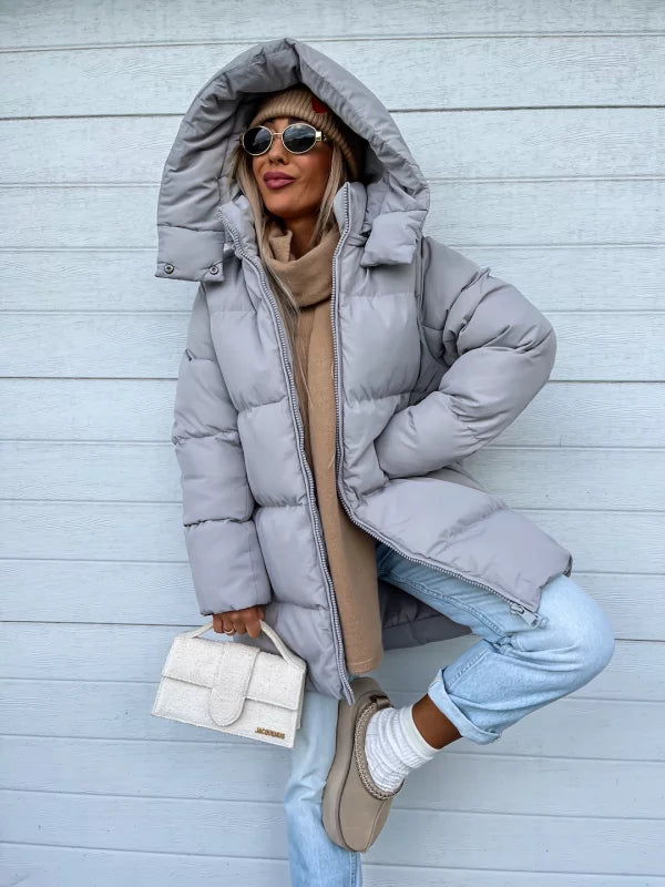 Comfortable Ladies Winter Coat - Aurora Luxe-Grey-S-The Livary