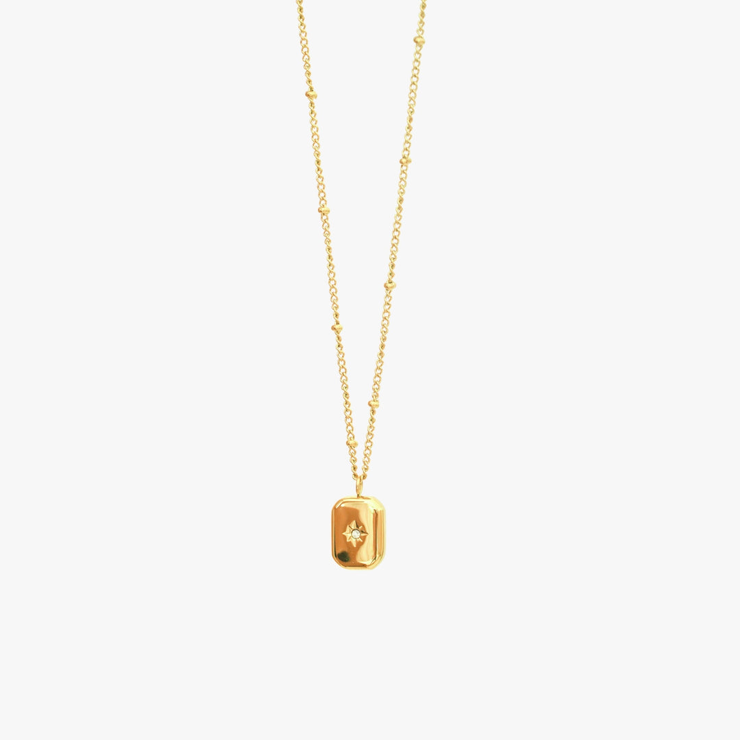 Necklace with Zirconia Stone - Celeste-Gold-The Livary