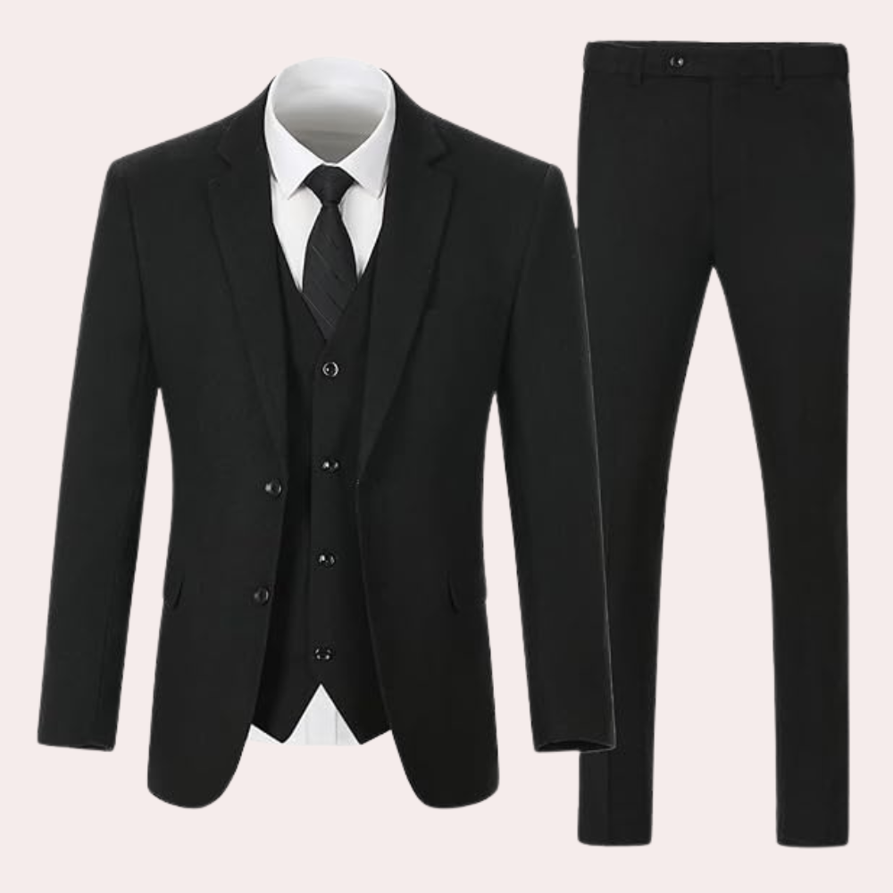 Business Stylish Three-Piece Suit for Men - Dorian-Black-S-The Livary