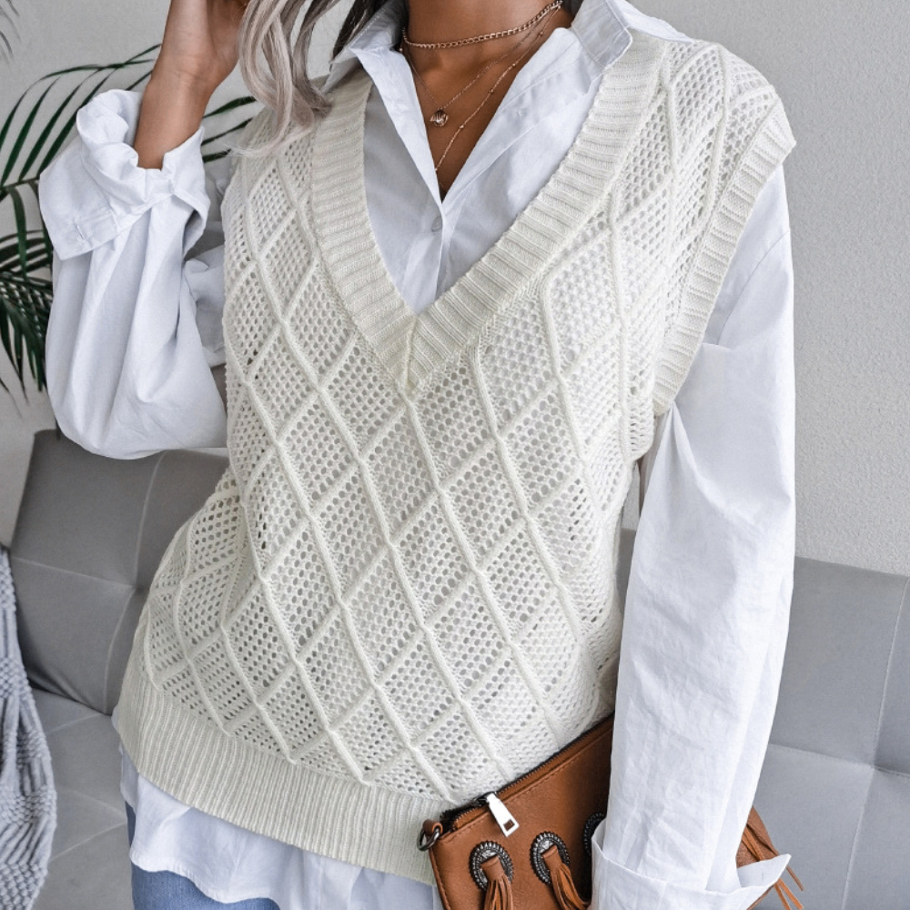 Angeza - Trendy Knitted Sweater for Women-White-XS-The Livary