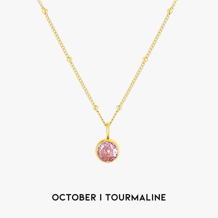 Birthstone Necklace - Aurora-October | Tourmaline-Gold-The Livary
