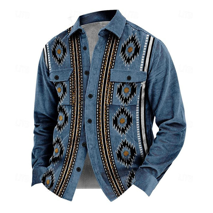 Vintage men's jacket with buttons – Henri-Blue-S-The Livary