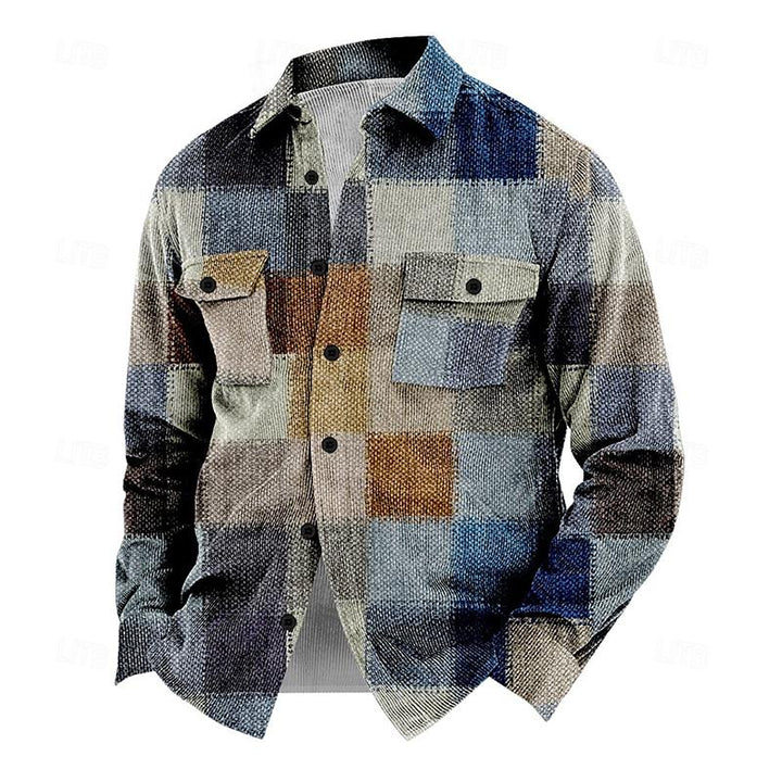 Vintage men's jacket with buttons – Henri-Light blue-S-The Livary