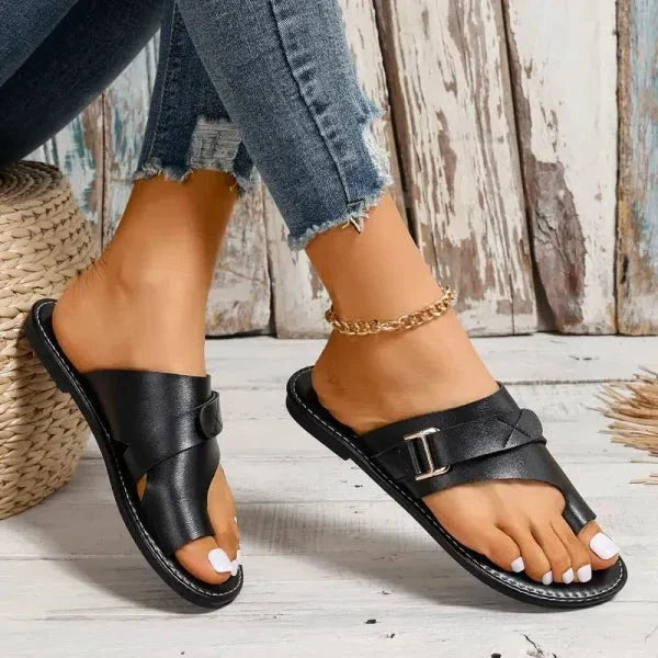 Orthopaedic women's leather sandals with bunion correction – Livia (1+1 FREE)-Brown-3-The Livary