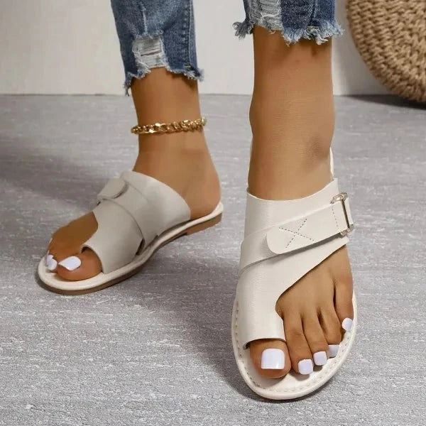 Orthopaedic women's leather sandals with bunion correction – Livia (1+1 FREE)-Brown-3-The Livary