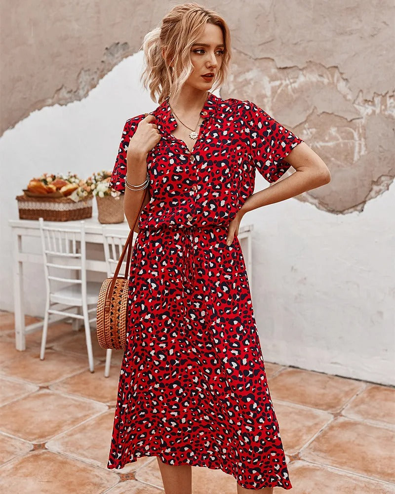 Chic Comfortable Dress - Sophia-Red-S-The Livary
