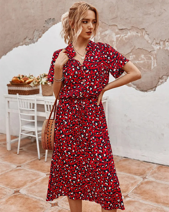 Chic Comfortable Dress - Sophia-Red-S-The Livary