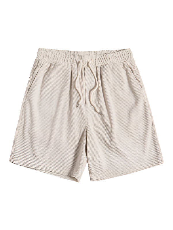 Trendy men's summer set with striped design - Beach Style-Beige-The Livary