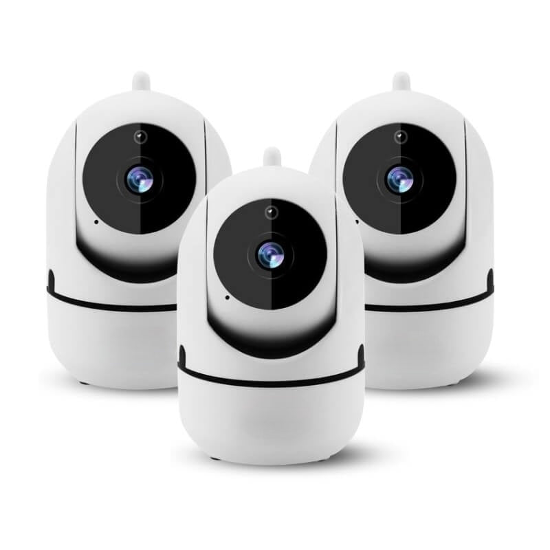 Rotating WiFi Indoor Camera – HomeView Mini-White-3 Pack-The Livary
