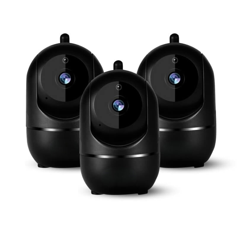 Rotating WiFi Indoor Camera – HomeView Mini-Black-3 Pack-The Livary
