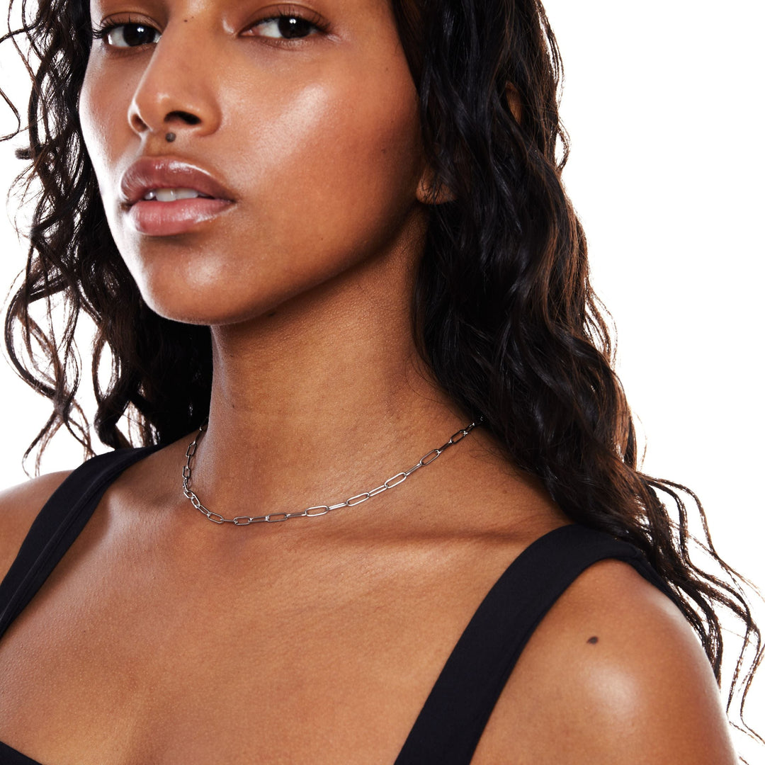 Paperclip Choker Necklace - Lina-Gold-The Livary