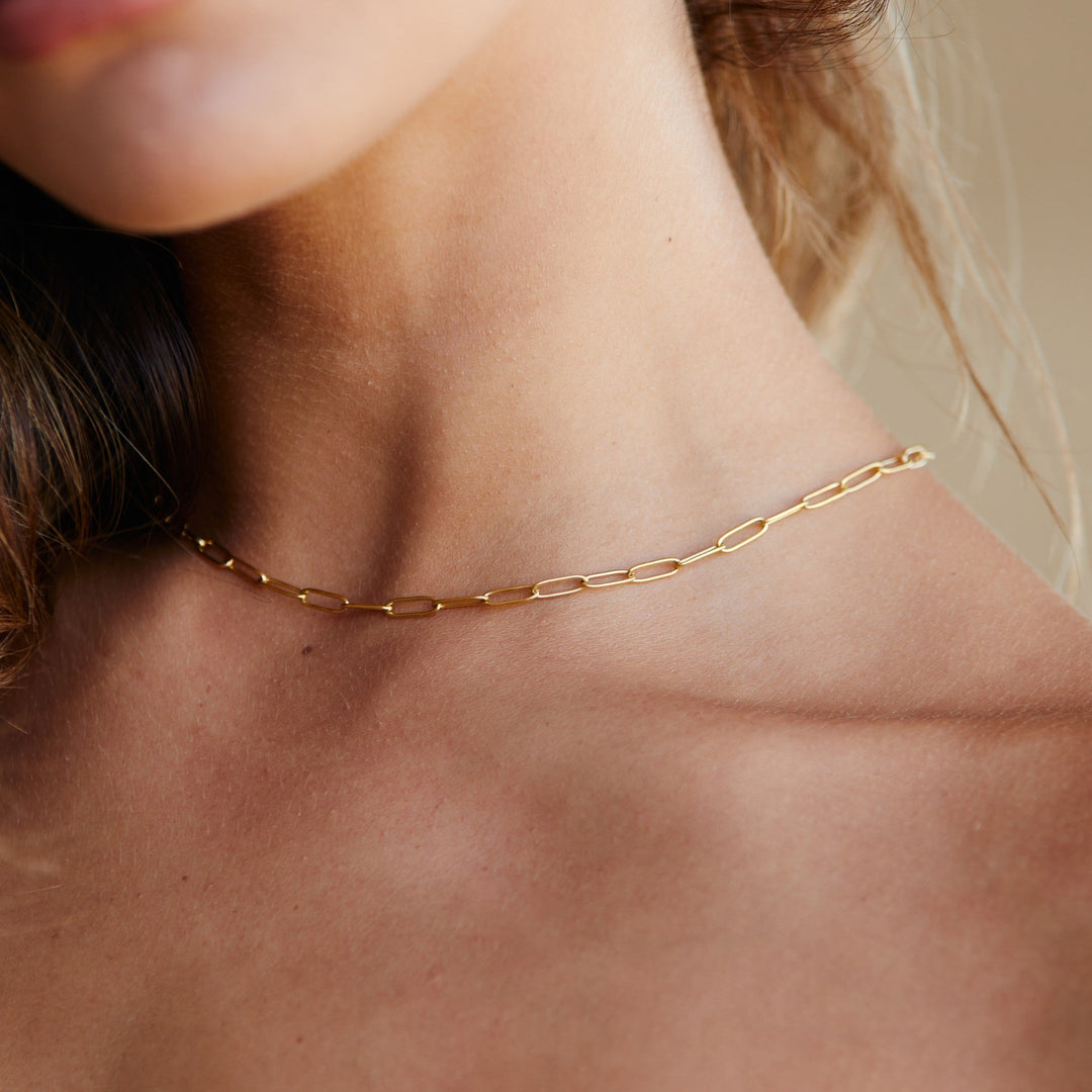 Paperclip Choker Necklace - Lina-Gold-The Livary