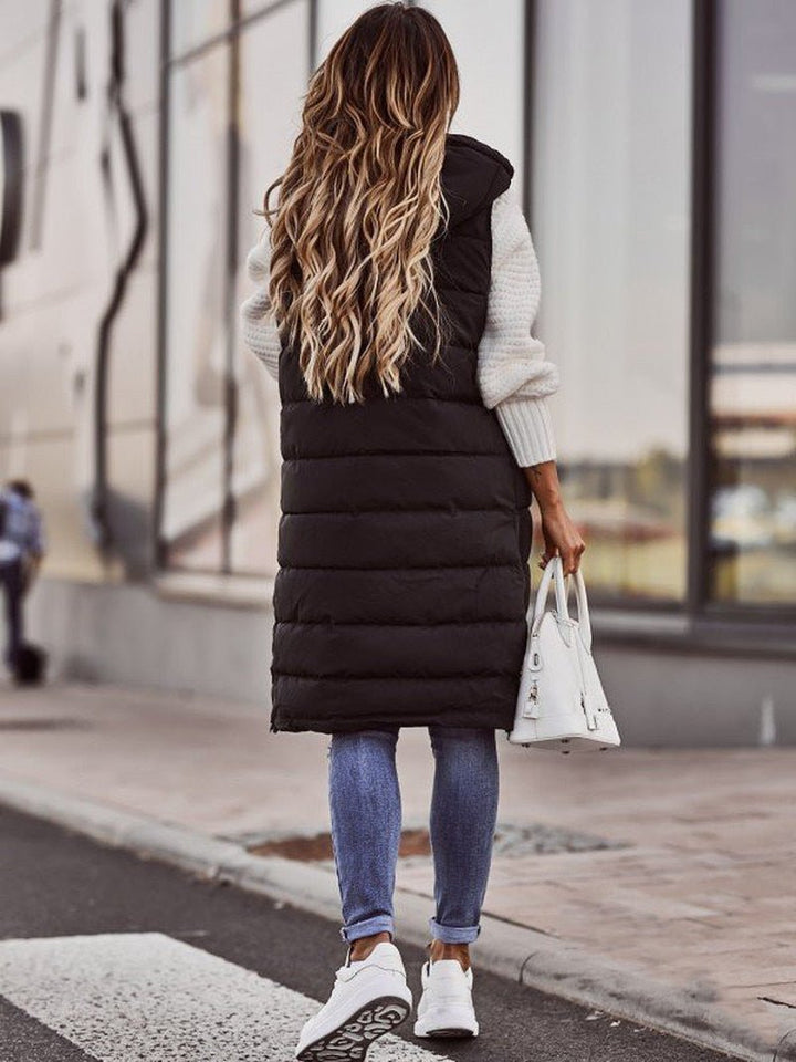 Comfortable Knee-Length Ladies Bodywarmer - Livia-Black-S-The Livary