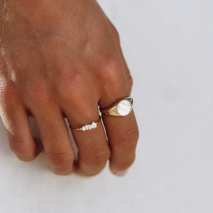 Trendy Mini Pearl Ring - Isolde-5-Gold-The Livary