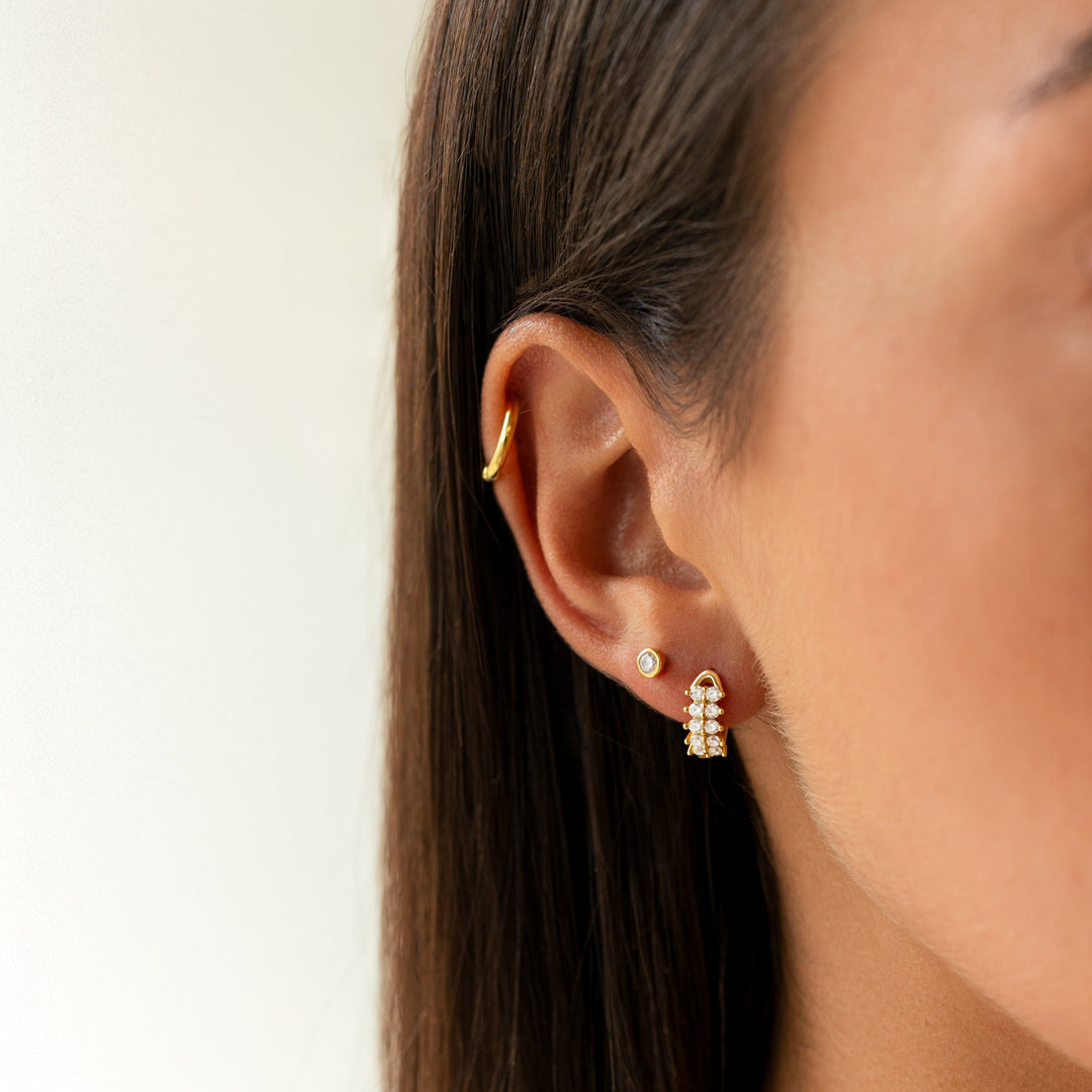 Compact Circle Earrings - Amira-Gold-White-The Livary