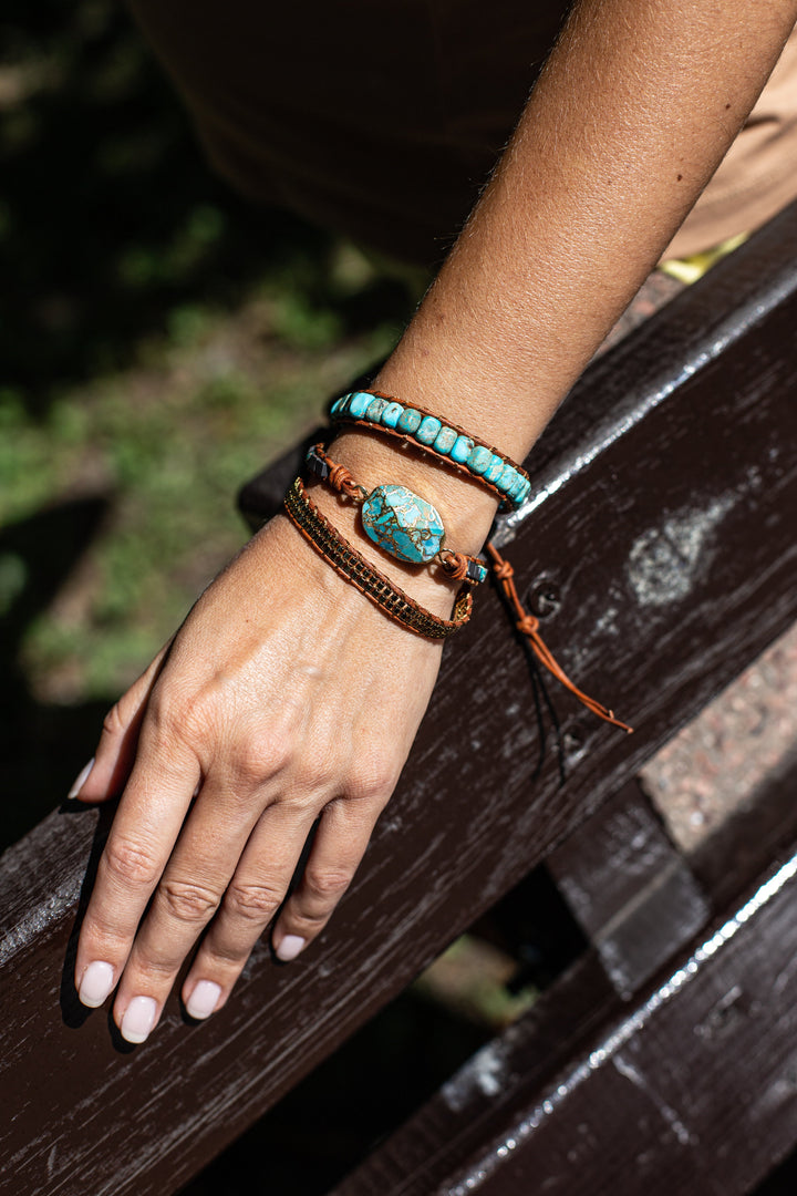 Turquoise Calming Energy Wrap Bracelet - Elara-The Livary
