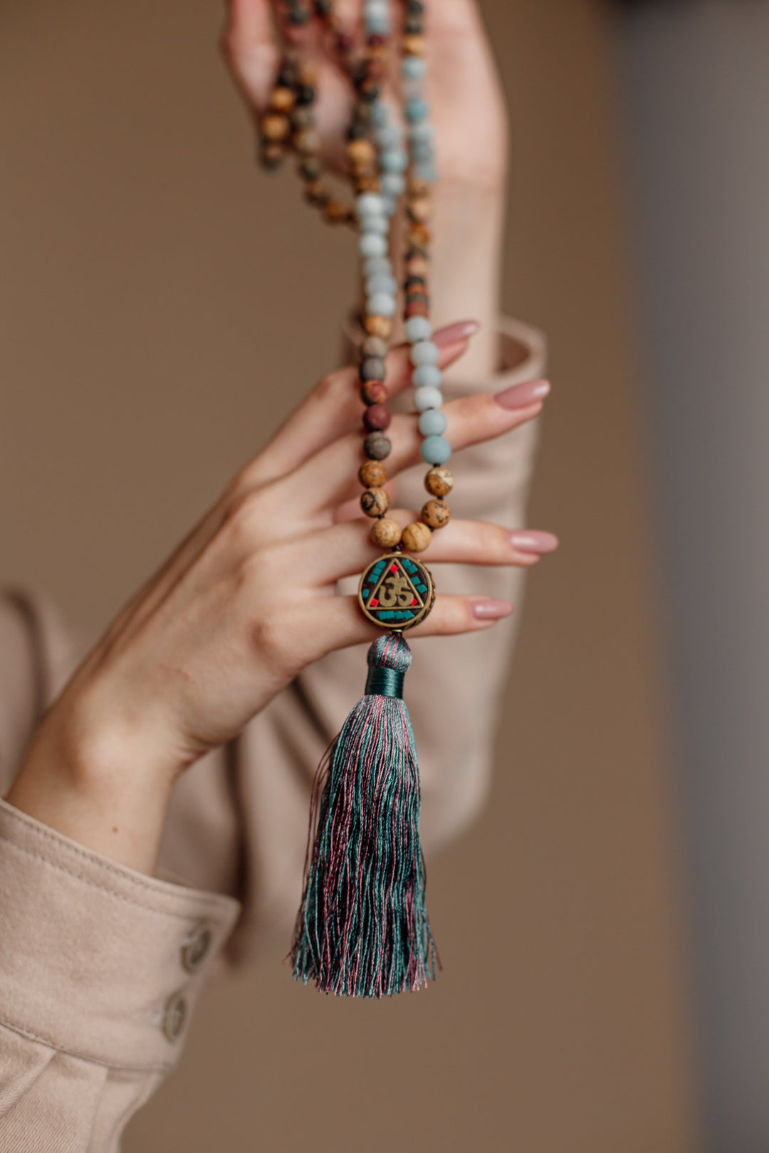 Aum Mala Bead Necklace - Anaya-The Livary