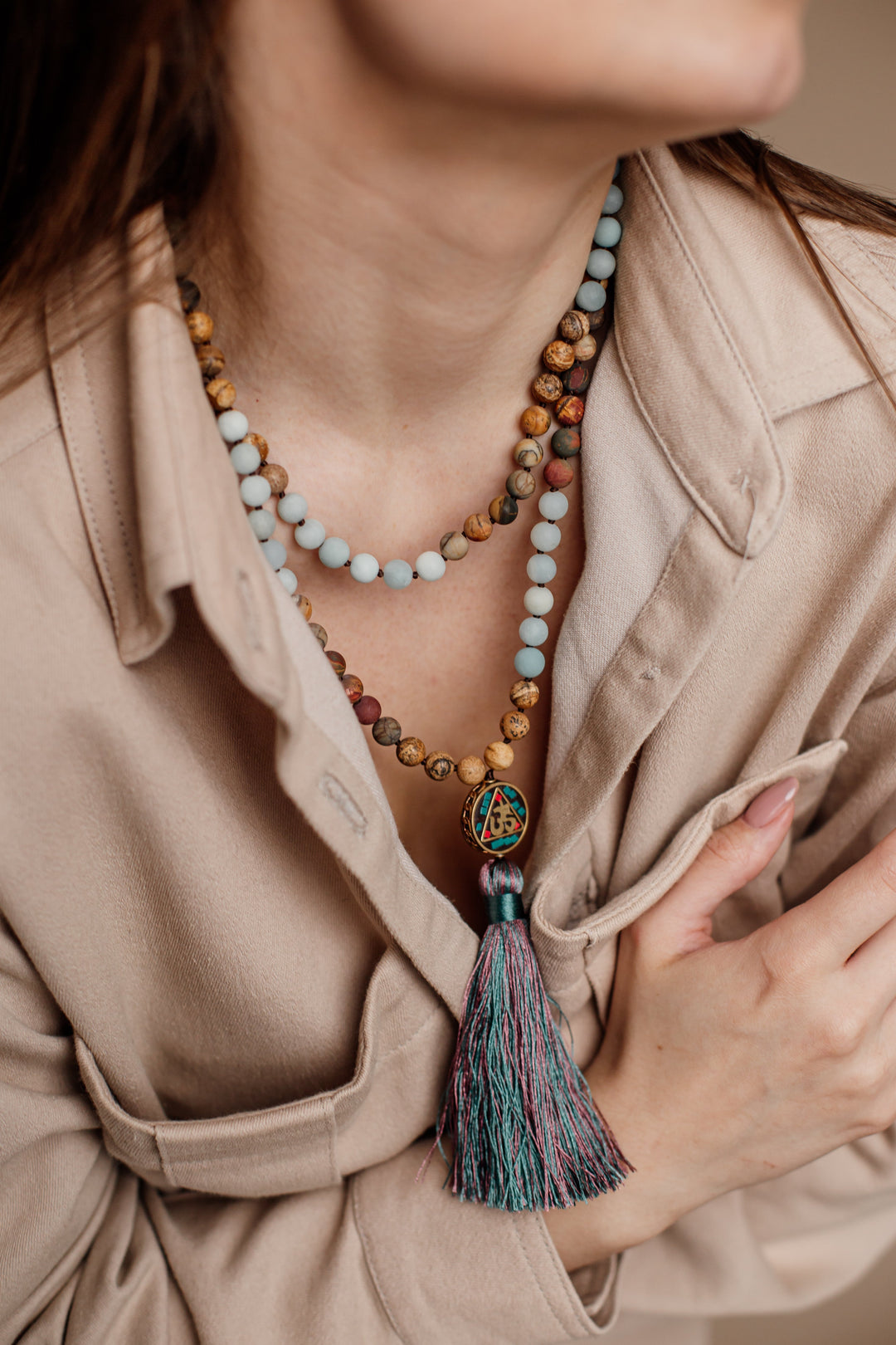 Aum Mala Bead Necklace - Anaya-The Livary
