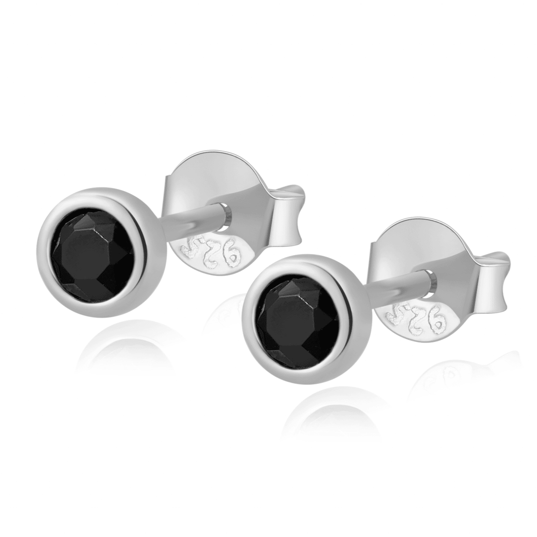 Compact Circle Earrings - Amira-Silver-Black-The Livary